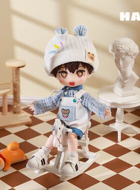 OB11蓝色小熊背带裤毛衣套装12分素体可穿BJD娃娃配饰GSC现货可爱