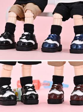 ob11娃鞋 休闲款双拼英伦制服鞋子 gsc素体 12分bjd molly皮鞋