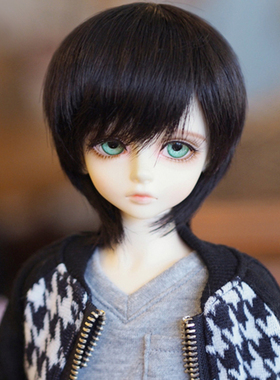 现货 bjd娃娃假发 sd男女娃假发 4分6分3分黑色短发 耐热高温丝