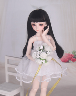 bjd sd娃衣女娃洋裙 抹胸吊带白色蕾丝裙 小礼服裙 单拍联系客服
