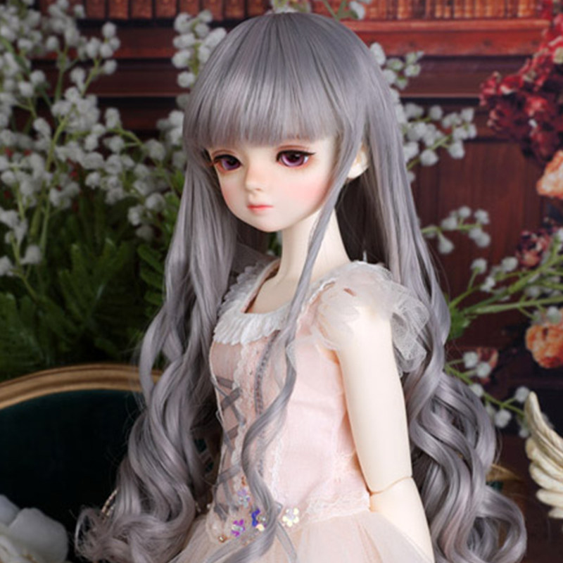 现货 BJD/SD娃用假发 1/4分 灰色温柔波浪长卷发 送头贴 高温丝