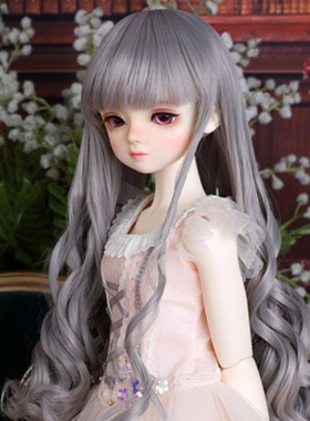 现货 BJD/SD娃用假发 1/4分 灰色温柔波浪长卷发 送头贴 高温丝