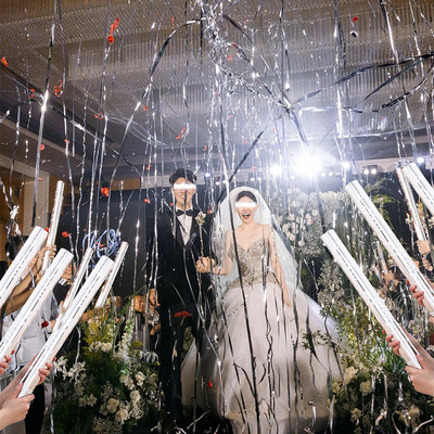 流星雨彩带礼炮结婚手持银色丝带