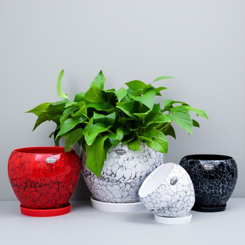 外贸款陶瓷花盆带托盘出口创意北欧桌面绿植盆栽多肉简约大号包邮