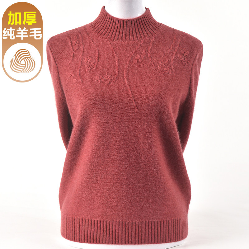 100%纯羊毛衫半高领加厚毛衣
