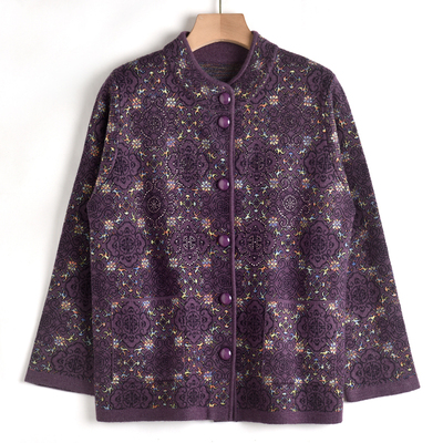 中老年妈妈装羊毛衫外套