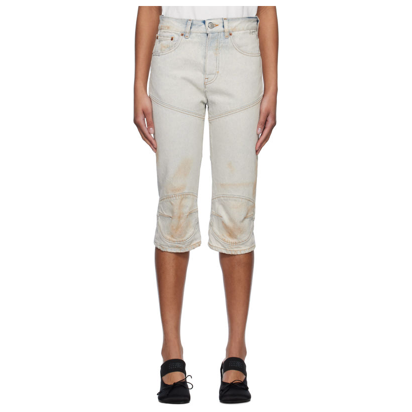 Mm6 Maison Margiela 蓝色 Panel Sprayed Capri 牛仔短裤女