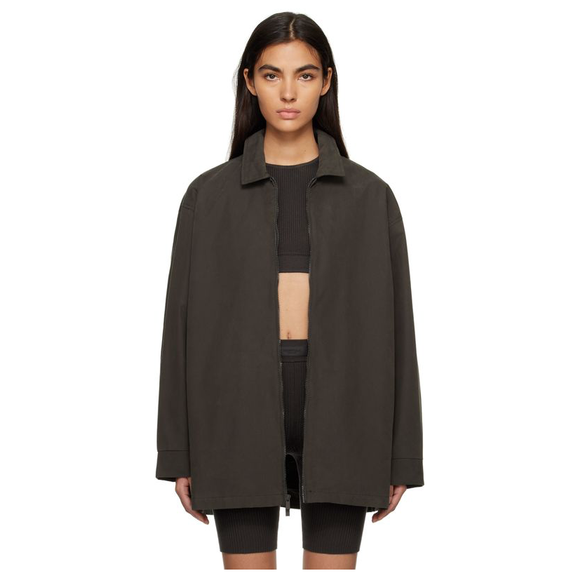 essentials 灰色拉链夹克短外套女