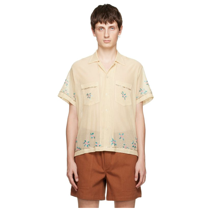 bode 驼色亮片衬衫女 男