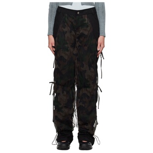 Camouflage Mesh Layered andersson 長褲 黑色 Tying 女 bell