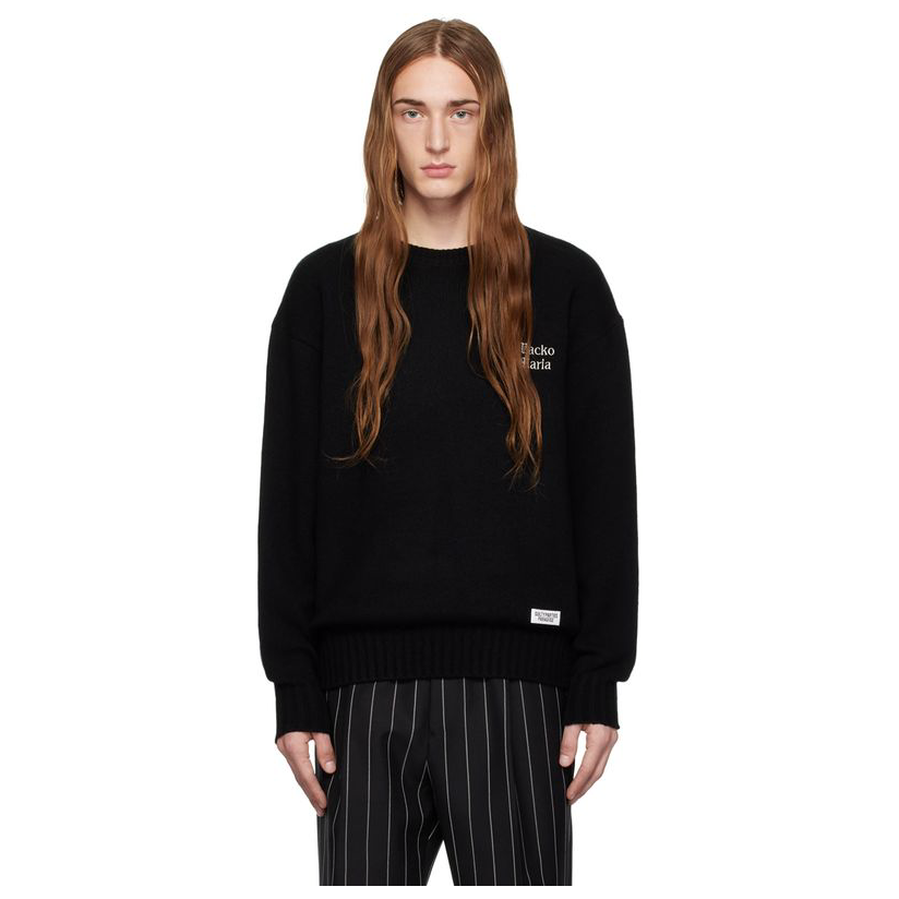 wacko maria 黑色圆领毛衣男