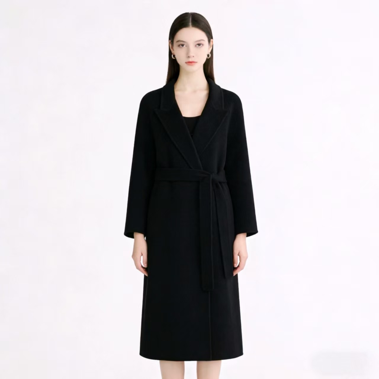 【山羊绒+澳毛】M家冬季经典款大衣慵懒风女士长款双面呢羊绒外套