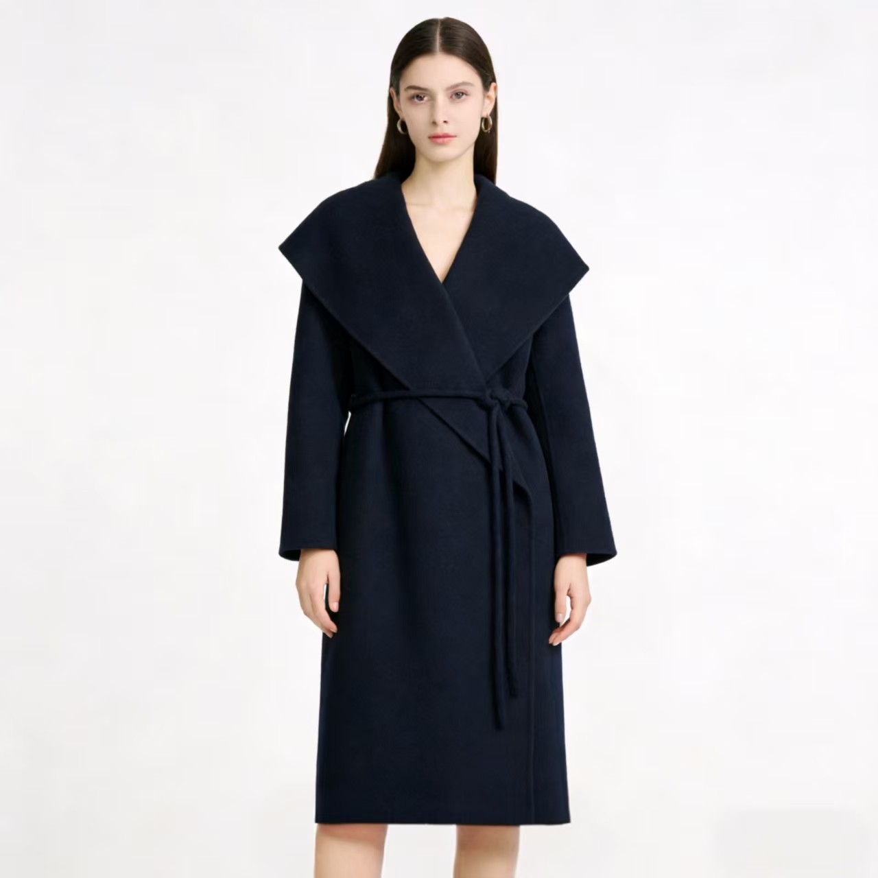 【牦牛绒+澳毛】海伦娜轻奢廓形大翻领秋冬长款女双面呢大衣外套