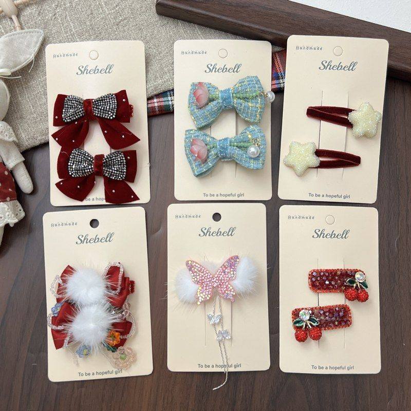 满88包邮希贝~秋冬新款烫钻高级感重工毛球超仙蝴蝶结亮钻樱桃儿,童装/婴儿装/亲子装,发饰,淘宝优惠券,粉丝福利购,淘宝优惠卷