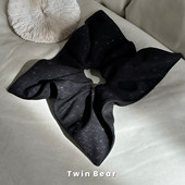 高弹力发绳新款 亮闪闪 黑色四角方巾发圈气质轻方形奢新款 大肠圈