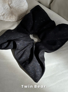 亮闪闪的黑色四角方巾发圈气质轻方形奢新款高弹力发绳新款大肠圈