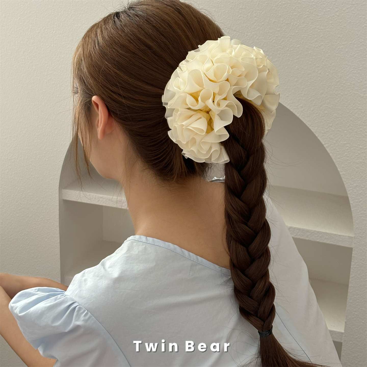 芝士奶油~减龄重工双层褶皱发圈