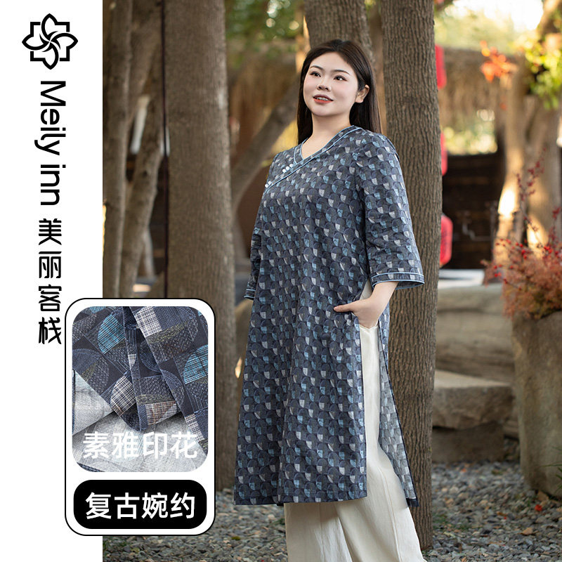 大码女装胖mm中国风旗袍裙