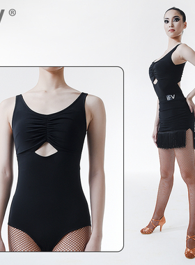 拉丁舞服上衣IFV伊芙唯原创性价比演出连体衣黑艺考吊带1026