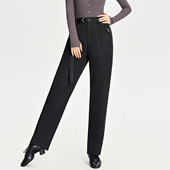 4019女 女中高腰直筒垂坠感舞蹈练功裤 IFV新款 国标舞黑色拉丁舞裤