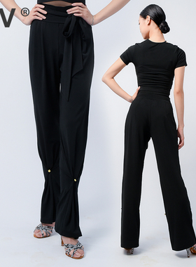 IFV伊芙唯拉丁舞蹈裤女新款高腰束脚阔腿裤两用拉丁裤练功裤艺考