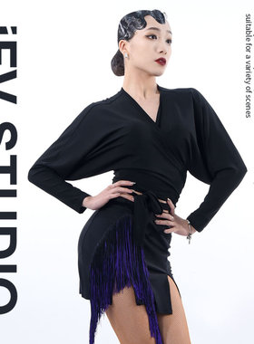 IFV伊芙唯拉丁摩登舞服女式蝙蝠长袖上衣专业练功宽松训练服1011