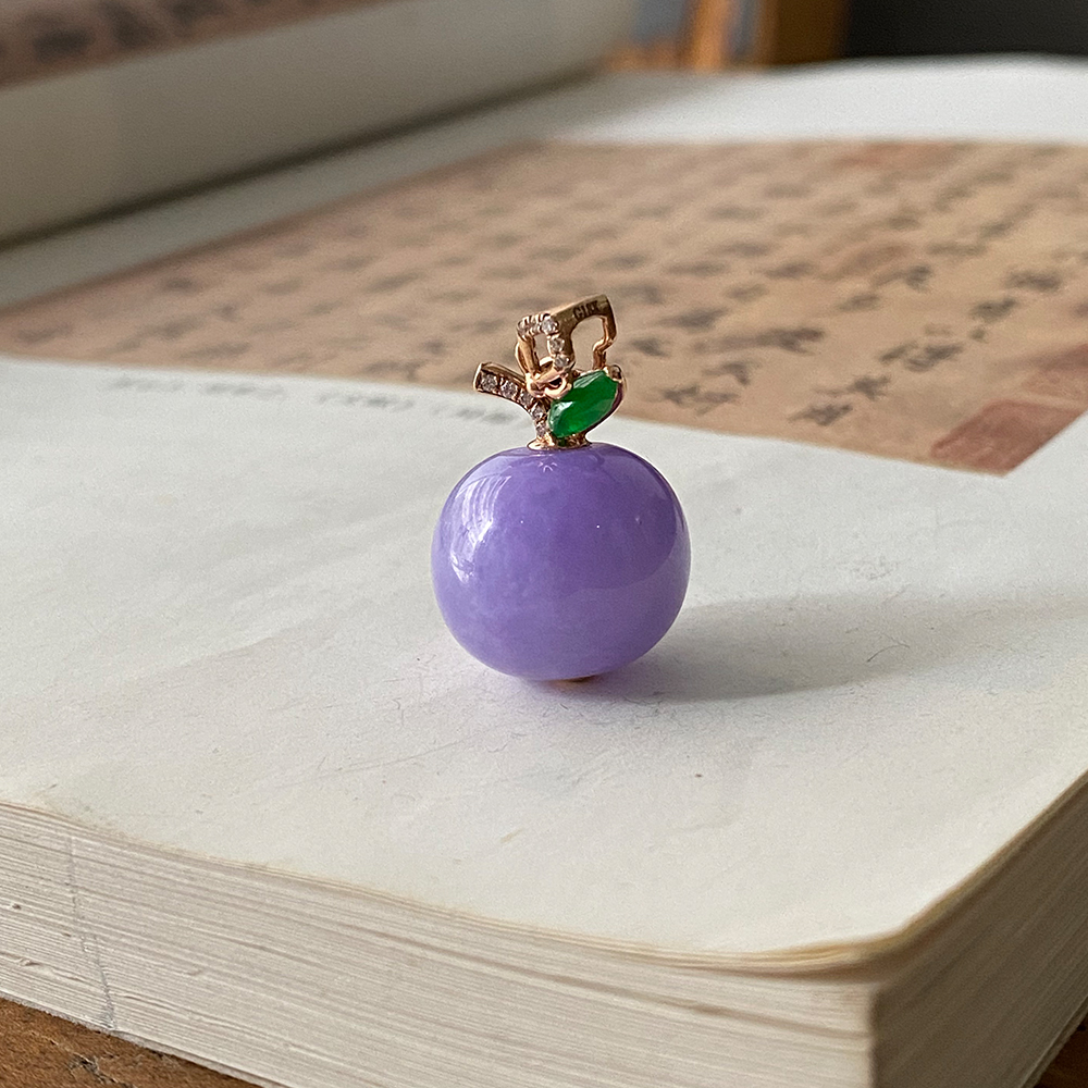 【平安是福】缅甸A货高级珠宝妖紫自然光苹果翡翠吊坠女轻奢项链