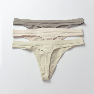 舒适简约弹力T裤 女低腰丁字裤 肤色大地色系纯色.O.剪.标 3条