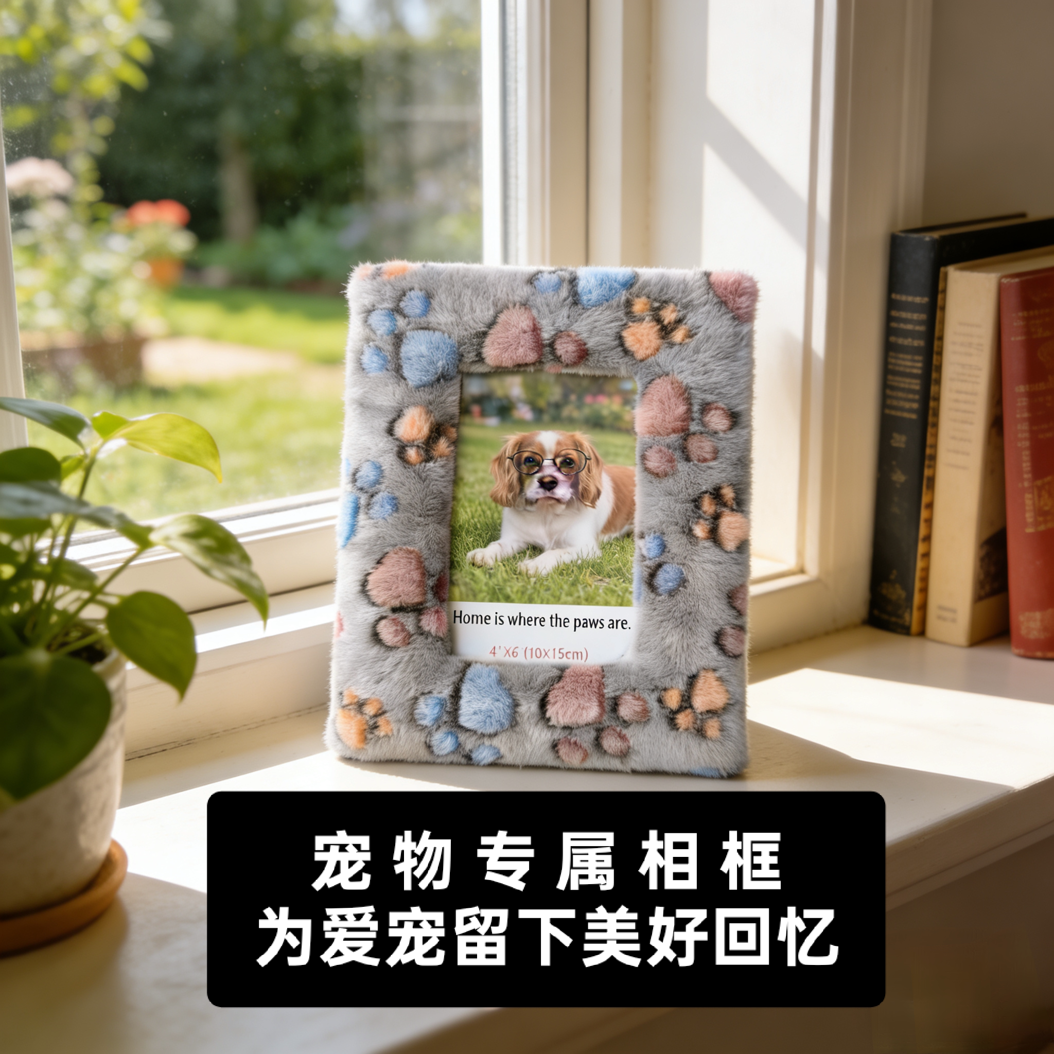 毛绒相框宠物脚印法兰绒摆台定制67寸照片儿童相片同学毕业纪念品