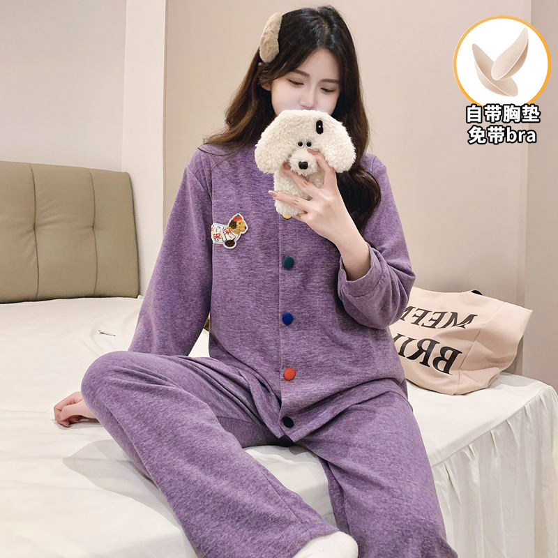 带胸垫羊绒睡衣女秋冬新款德绒加厚保暖卡通长袖开衫家居服两件套,女士内衣/男士内衣/家居服,睡衣/家居服套装,淘宝优惠券,粉丝福利购,淘宝优惠卷