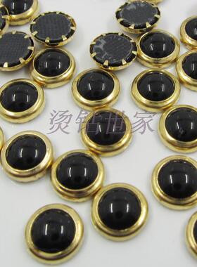 黑色包边半圆珍珠美甲烫钻