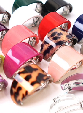 C755韩国进口头饰AngelRena日韩弧形发卡豹纹纯色拱形发夹顶夹