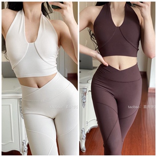 喜庆快跑带胸垫性感v领瑜伽运动上衣大露背紧身聚拢支撑外穿文胸