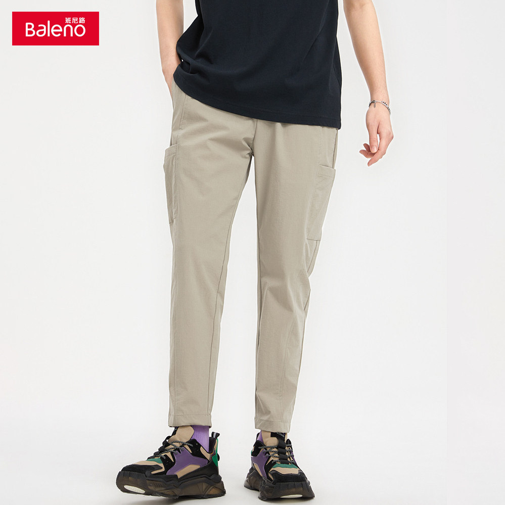 包邮 M 班尼路男装休闲裤弹力锦纶薄款工装裤多口袋九分裤松紧腰,男装,休闲裤,淘宝优惠券,粉丝福利购,淘宝优惠卷