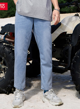 包邮 M 班尼路牛仔裤男休闲浅色直筒裤百搭九分裤秋季8722114M007