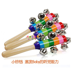 宝宝彩虹手摇铃 棒铃木制打击乐器 儿童舞蹈乐器幼儿园宝宝乐器