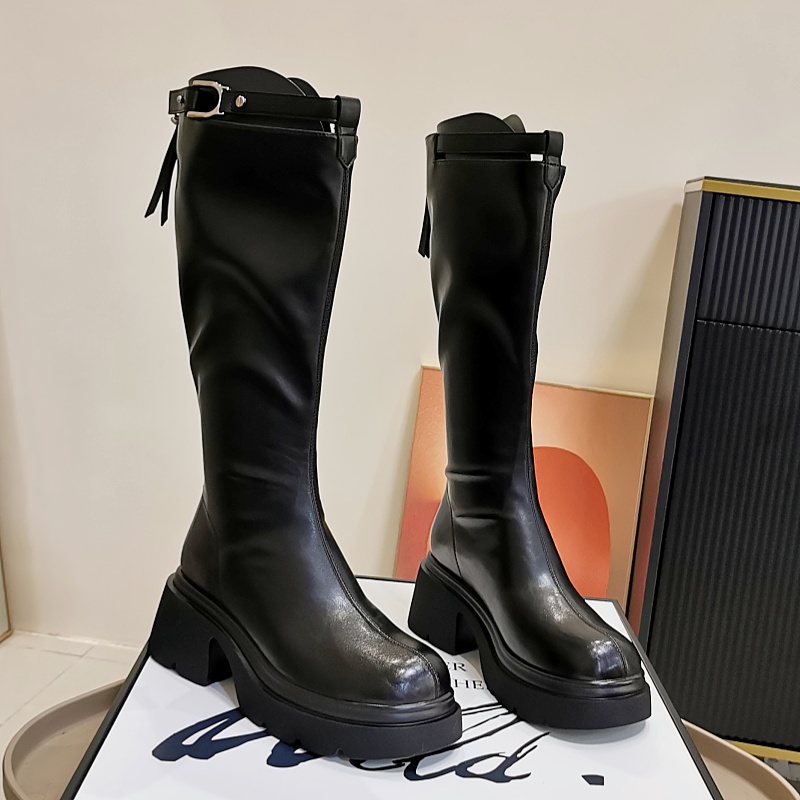 厚底长筒靴小个子不过膝骑士靴女