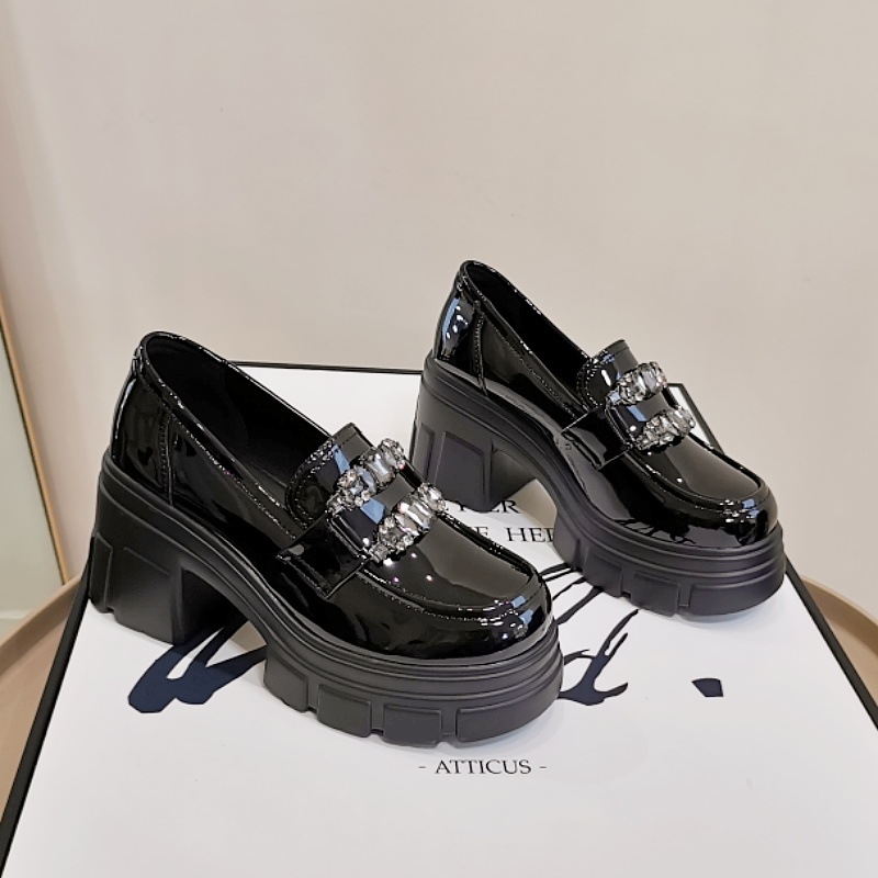 松糕厚底乐福鞋英伦风漆皮小皮鞋