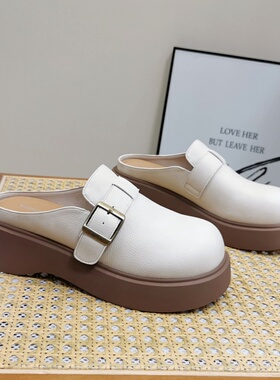 包头半拖鞋女外穿2025新款爆款时尚百搭厚底增高一脚蹬懒人勃肯鞋