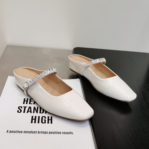 水钻一字4cm内增高玛丽珍包头拖