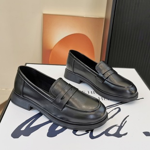 小白鞋 简约复古平底乐福鞋 英伦风显脚小一脚蹬时尚 女2025秋季 新款