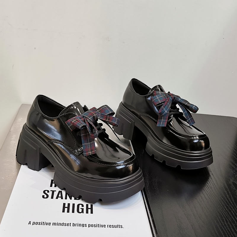 英伦风JK小皮鞋女厚底增高乐福鞋