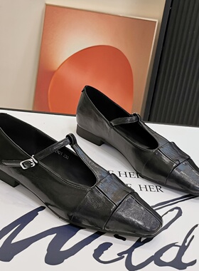 平底尖头玛丽珍女鞋2025年秋季新款丁字扣带时尚复古优雅浅口单鞋