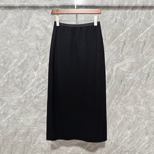 深圳南油羊绒针织包臀裙后开叉羊绒半裙典松紧腰直筒后开衩半身裙