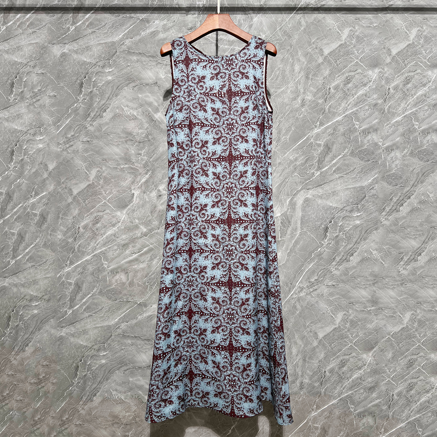 深圳南油原创设计亚麻印花连衣裙