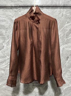 2026早春法式温柔花苞领天丝衬衫欧洲站设计感衬衣女潮