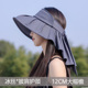渔夫帽女折叠空顶防晒防紫外线太阳帽韩版 露马尾护脖大檐遮阳帽子