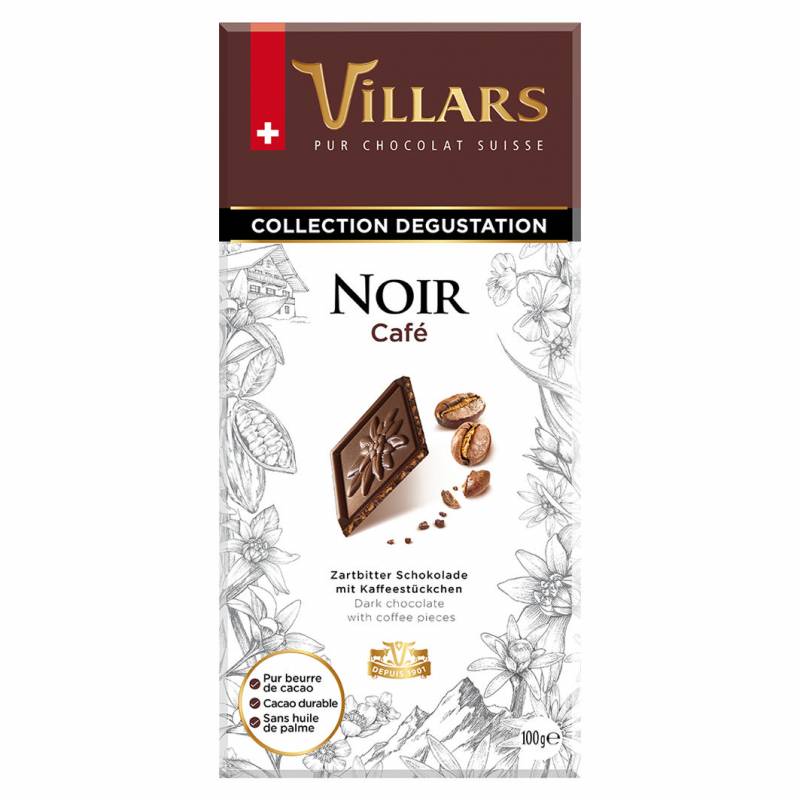 Villars可可咖啡豆榛子黑巧克力