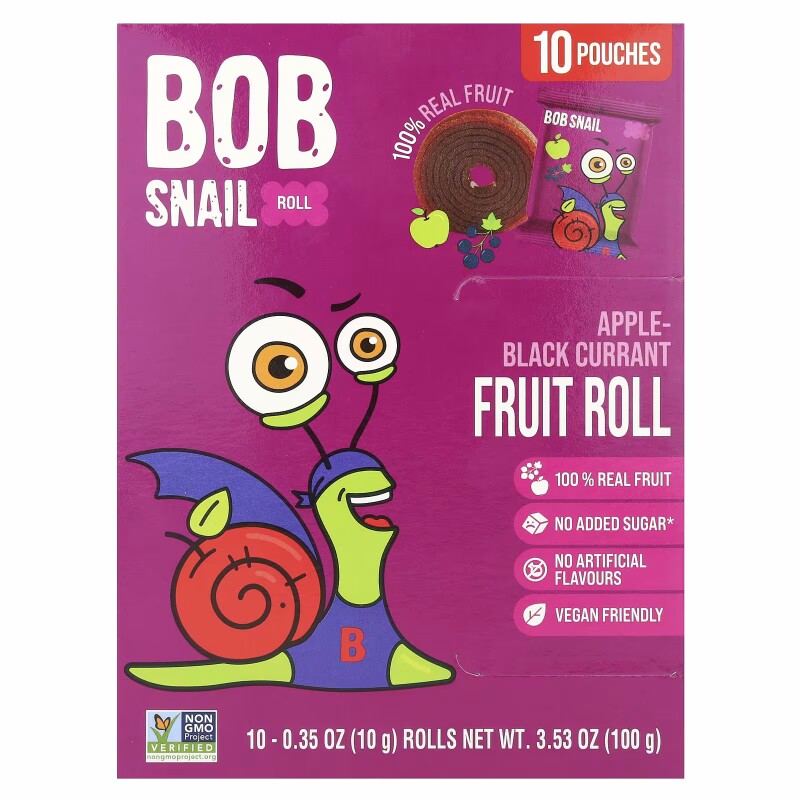 美国Bob Snail水果卷草莓苹果宝宝零食 无添加糖素食100%水果软糖