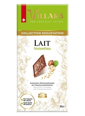 瑞士进口零食品 Villars维拉斯 杏仁牛奶巧克力排块 33%可可 100g